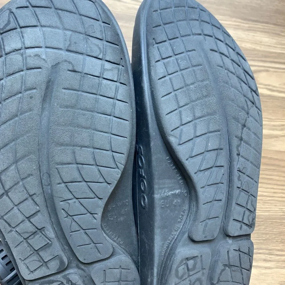 OOFOS OOahh Slide Recovery Sandals Black Mens Size 8 Womens Sz 10 EU 41‎